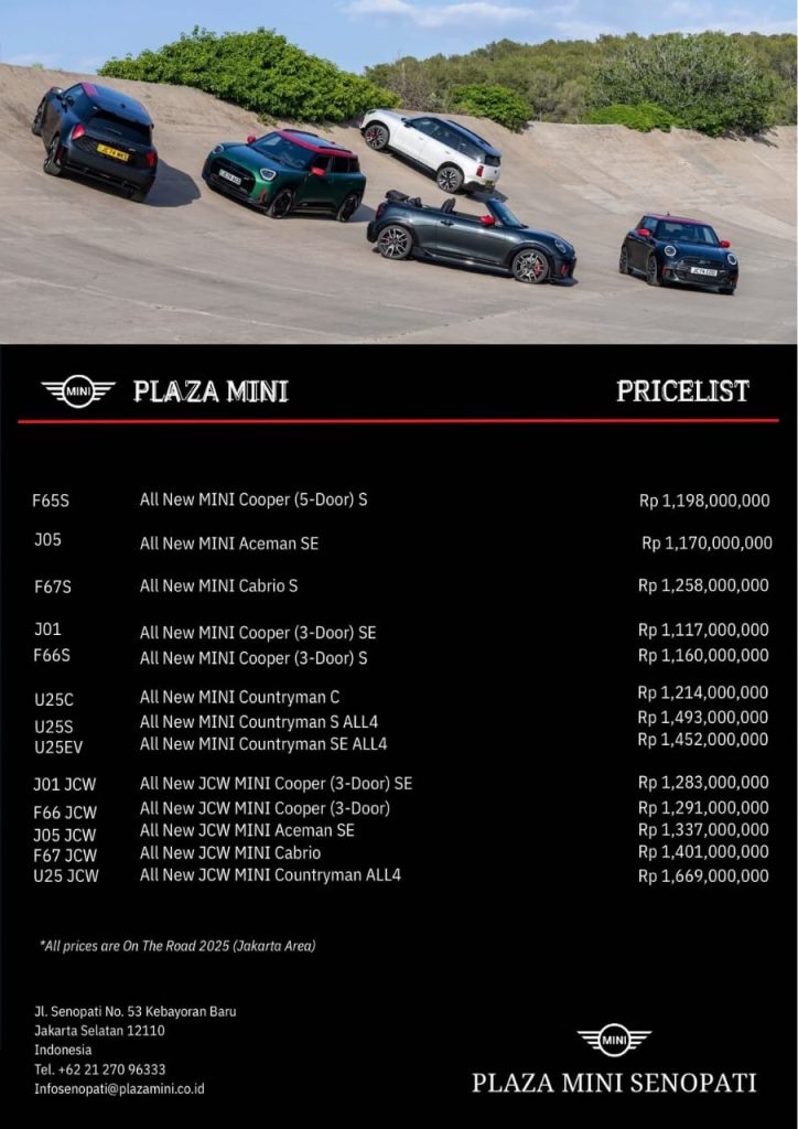 harga pricelist mini cooper jakarta 2025
